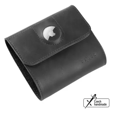 FIXED Classic Wallet for AirTag Kožená peněženka z pravé hovězí kůže černá