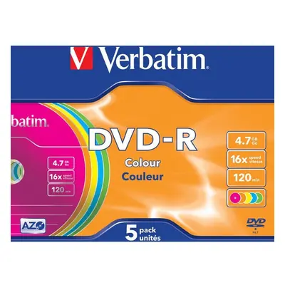 VERBATIM DVD-R(5 ks)Slim/Colour/16x/4.7GB