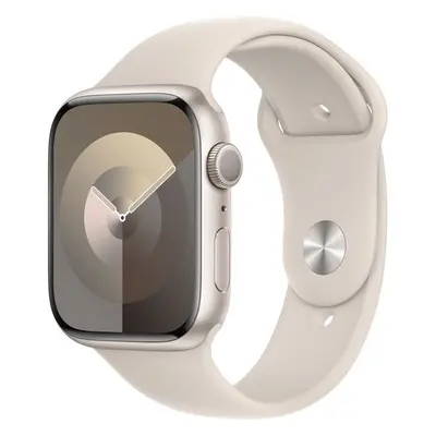 Apple Watch Series 9 45mm Hvězdně bílý hliník s hvězdně bílým sportovním řemínkem S/M Hvězdně bí