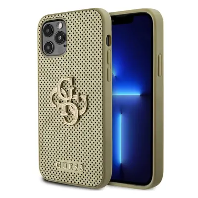 Guess PU Perforated 4G Glitter Metal Logo kryt iPhone 12/12 Pro zlatý