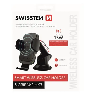 SWISSTEN S-GRIP W2-HK3 Držák do auta s bezdrátovým dobíjením 15W černý