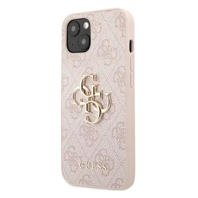 Guess PU 4G Metal Logo Case iPhone 13 růžový