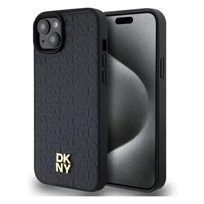 DKNY PU Leather Repeat Pattern Stack Logo Magsafe kryt iPhone 13 černý