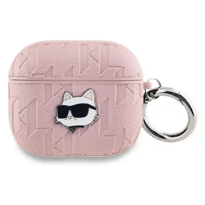 Karl Lagerfeld PU Embossed Choupette Head pouzdro pro AirPods 3 růžové