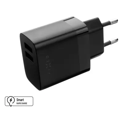 FIXED nabíječka s 2x USB-A, 17W, černá