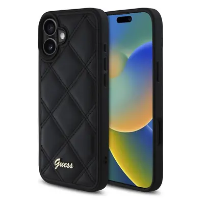 Guess PU Leather Quilted kryt iPhone 16 Plus černý