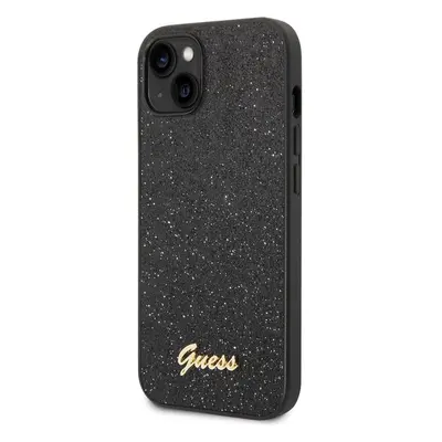 Guess PC/TPU Glitter Flakes Metal Logo kryt iPhone 14 Plus černý