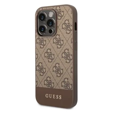 Guess 4G Stripe kryt iPhone 14 Pro hnědý