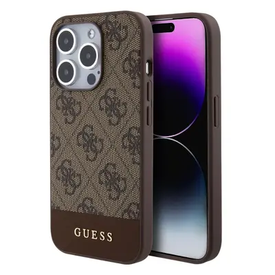 Guess PU 4G Stripe MagSafe kryt iPhone 15 Pro hnědý