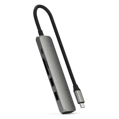 Satechi 6v1 USB-C Slim víceportový adaptér vesmírně šedý Vesmírně šedá