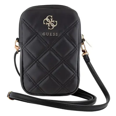 Guess PU Quilted 4G Metal Logo Wallet Phone Bag Zipper černý