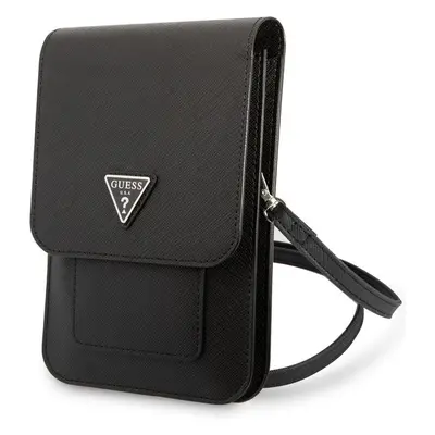 Guess PU Saffiano Triangle Logo Phone Bag černé