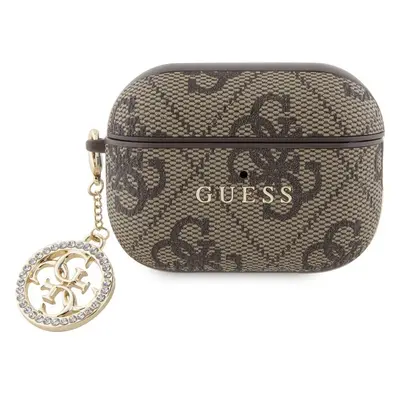 Guess 4G Script PC/PU Charm pouzdro pro AirPods Pro 2 hnědé