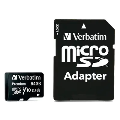 VERBATIM MicroSDXC Premium karta 64GB + SD adaptér