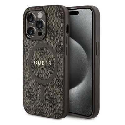 Guess PU Leather 4G Colored Ring MagSafe kryt iPhone 14 Pro hnědý