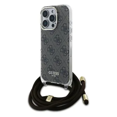 Guess IML 4G Printed Crossbody Popruh kryt iPhone 16 Pro Max hnědý