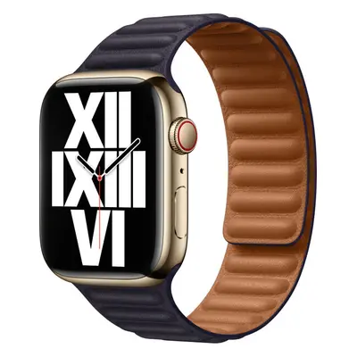 Apple Watch 49/45/44/42mm inkoustově fialový kožený tah - S/M Inkoustově fialový