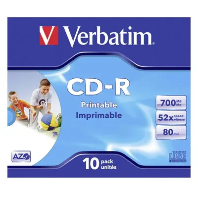 VERBATIM CD-R(10 ks)Jewel/Printable/DLP/52x/700MB