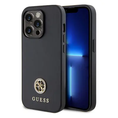 Guess PU 4G Strass Metal Logo kryt iPhone 15 Pro černý