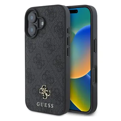 Guess PU 4G Small Metal Logo MagSafe kryt iPhone 16 šedý