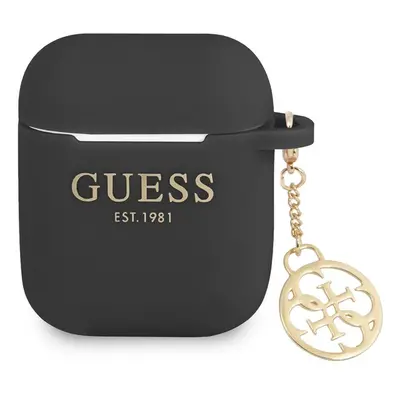 Guess 4G Charm Silikonové Pouzdro pro Airpods 1/2 černé