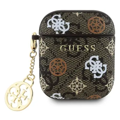 Guess PU 4G Peony Charm pouzdro pro AirPods 1/2 hnědé