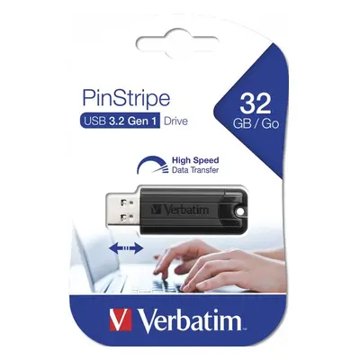 VERBATIM Flash Disk PinStripe USB 3.0, 32GB - černý Černá