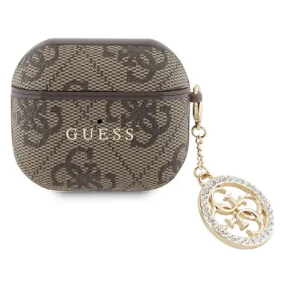 Guess 4G Script PC/PU Charm pouzdro pro AirPods 3 hnědé