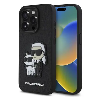 Karl Lagerfeld PU Saffiano Karl and Choupette kryt iPhone 15 Pro černý