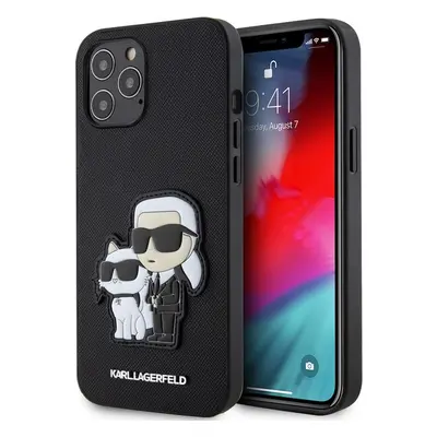 Karl Lagerfeld PU Saffiano Karl and Choupette kryt iPhone 12/12 Pro černý