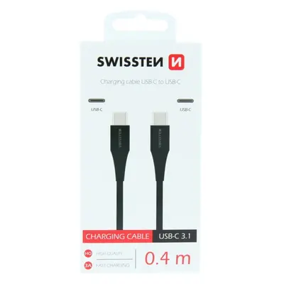 SWISSTEN kabel USB-C / USB-C 0,4 M černý