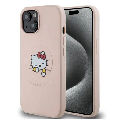 Hello Kitty PU Kitty Asleep Logo MagSafe Kryt iPhone 15 růžový