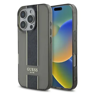 Guess IML Middle 4G Stripe kryt iPhone 16 Pro Max černý