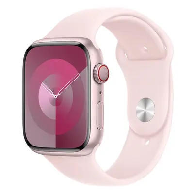 Apple Watch Series 9 Cellular 45mm Růžový hliník se světle růžovým sportovním řemínkem M/L Růžov