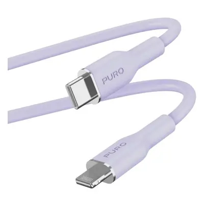 PURO Soft Lightning/USB-C kabel, 1,5 m fialový