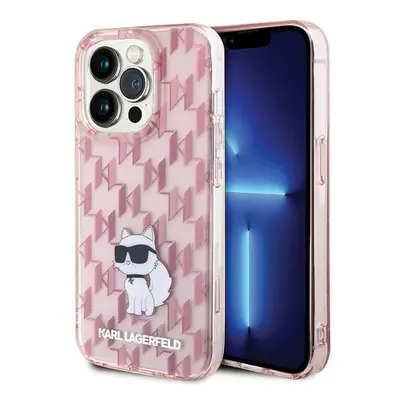 Karl Lagerfeld Monogram Choupette zadní kryt pro iPhone 15 Pro růžový