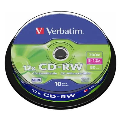 VERBATIM CD-RW(10 ks)Spindle/8x-12x/High Speed/DLP/700MB