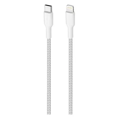 PURO Kevlar USB-C/MFi Lightning pletený kabel (20W) 2 m, bílý