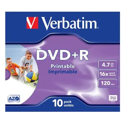 VERBATIM DVD+R(10 ks)Printable/Jewel/16x/4.7GB