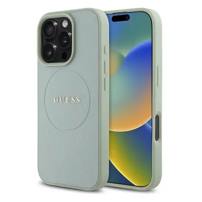 Guess PU Grained Classic Logo MagSafe kryt iPhone 16 Pro zelený