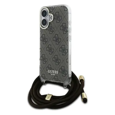 Guess IML 4G Printed Crossbody Popruh kryt iPhone 16 hnědý