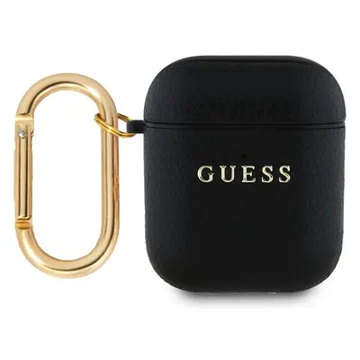 Guess PU Grained Classic Logo pouzdro pro AirPods 1/2 černé