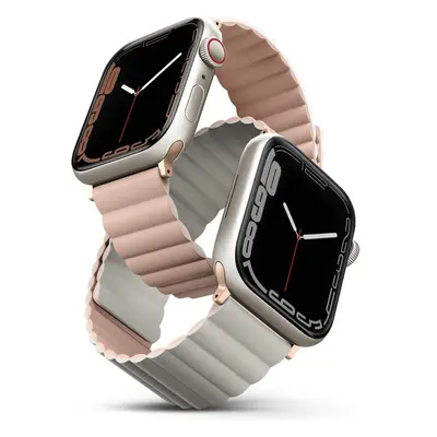 UNIQ Revix oboustranný řemínek pro Apple Watch 42/41/40/38mm Blush (růžový/béžový)