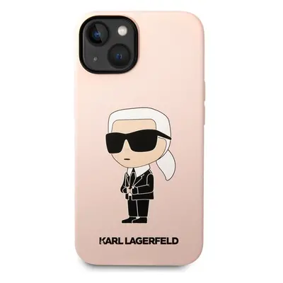 Karl Lagerfeld Liquid Silicone Ikonik NFT kryt iPhone 14 Plus růžový