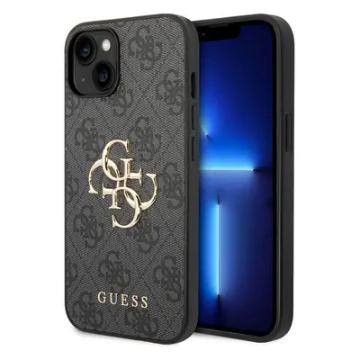 Guess PU 4G Metal Logo kryt iPhone 15 šedý