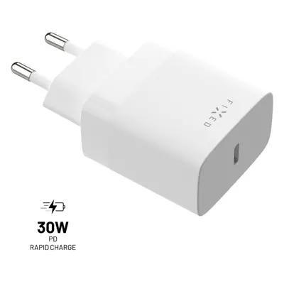 FIXED USB-C PD síťová nabíječka, 30W, bílá