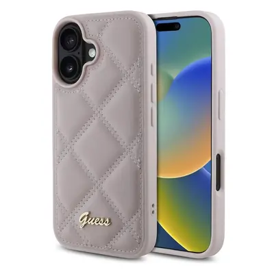 Guess PU Leather Quilted kryt iPhone 16 růžový