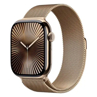 Apple Watch Series 10 Cellular 46mm Zlatý titan se zlatým milánským tahem M/L