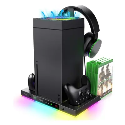 iPega XBX024S Multifunkční Nabíjecí RGB Stojan s Chlazením pro Xbox Černá