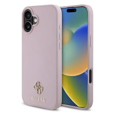 Guess PU Grained 4G Small Metal Logo MagSafe kryt iPhone 16 růžový